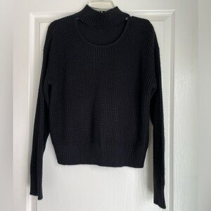 Anthropologie Cutout Mock Neck Black Women's Sweater size Medium